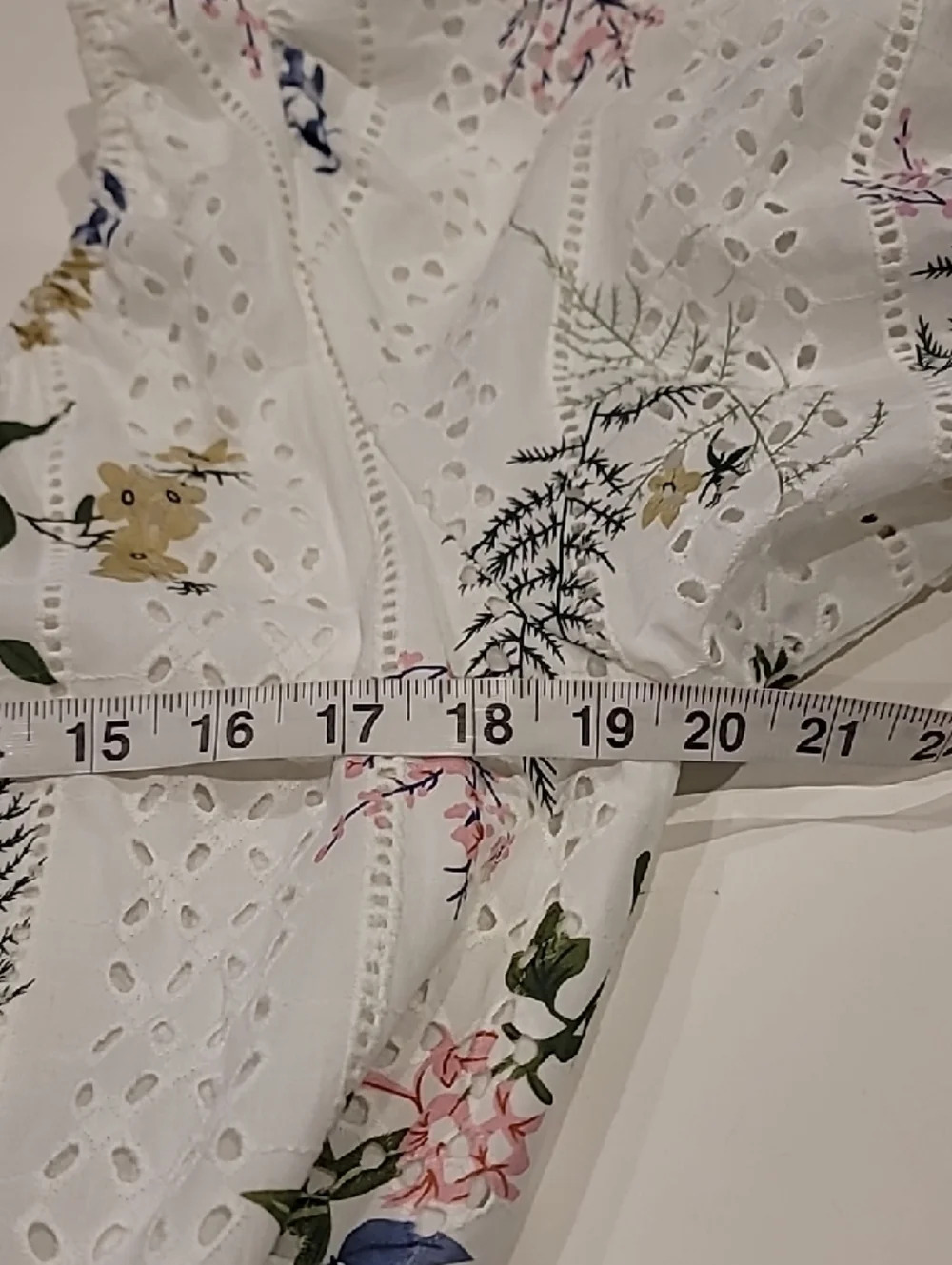 Just Me White Floral Eyelet Off-Shoulder Midi Sun Dress Large - Picture 10 of 13